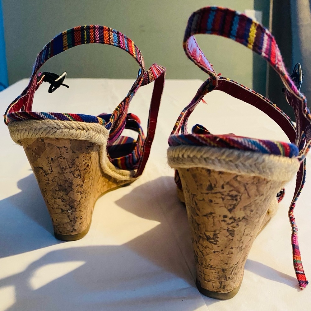 Rialto Multicolor Striped Espadrille Wedge Sandals - Picture 3 of 8